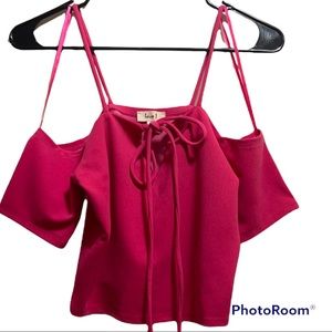 Love J Crop Top Hot Pink Size M 95% Polyester 5% Spandex